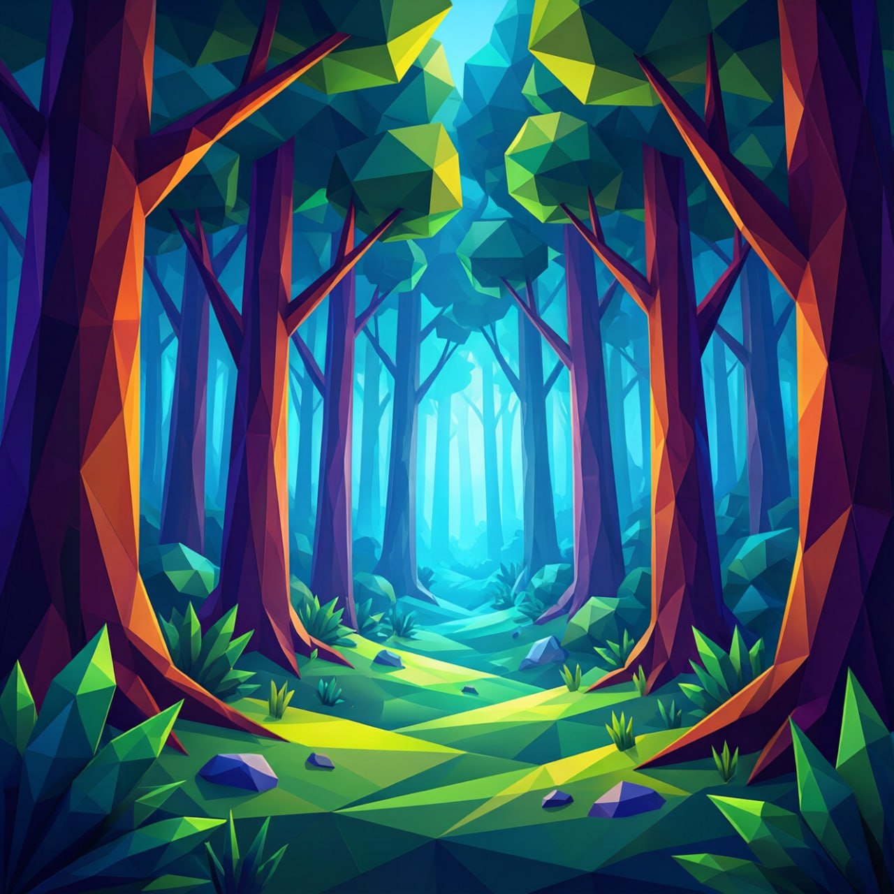Лес в стиле low-poly